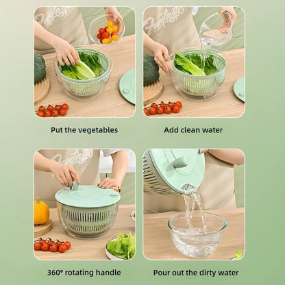 5-in-1 Salad Spinner with 5 Slicing Blades — Wash, Dry & Slice Veggies Fast