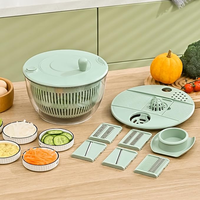 5-in-1 Multifunctional Salad Spinner & Vegetable Slicer Prep Bowl